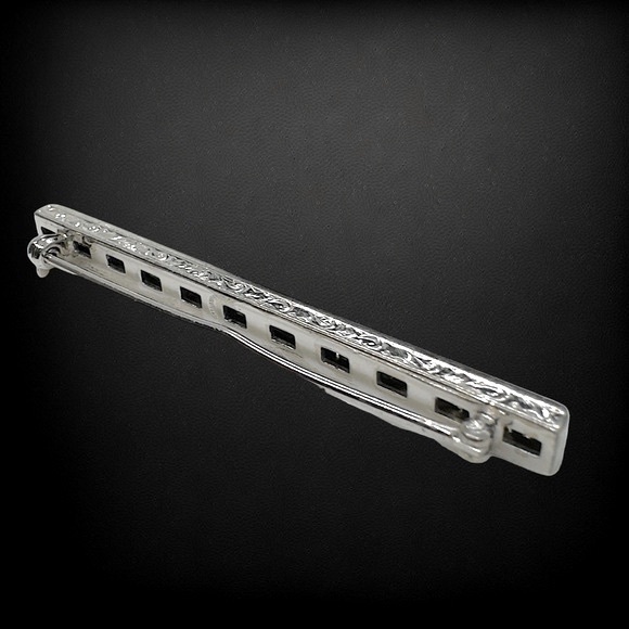 Vintage Art-Deco Sterling Silver & Clear Paste Baguette Bar Pin - Picture 5 of 9